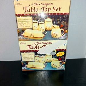 Royal Seasons 6-piece Stoneware Table-Top Set Snowman Holiday Christmas Retired